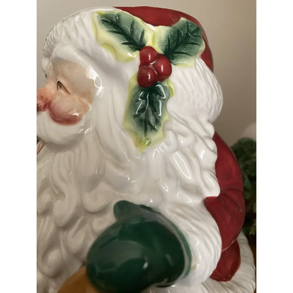 2001‎ Fitz & Floyd Candy Lane Santa Candle Cup Christmas Holiday